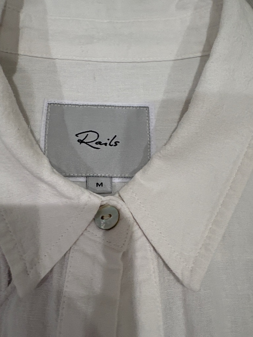 Rails White Eyelet Embroidered Linen Button-Down Shirt - Picture 4 of 7